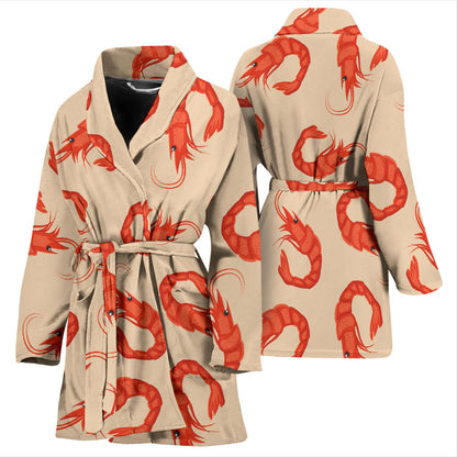 Prawn Pattern Print Design 02 Women Bathrobe
