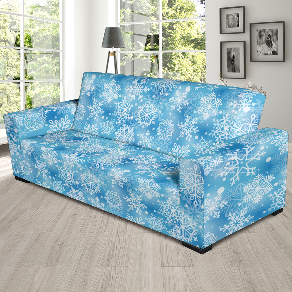 Snowflake Blue Print Design LKS301 Sofa Slipcover