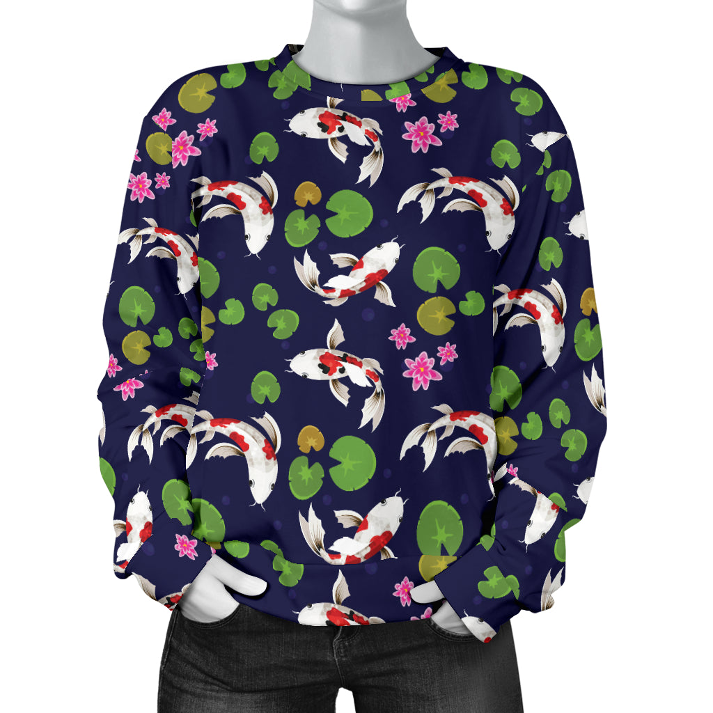 Koi Carp Pattern Design Themed Print Women Long Sleeve Sweatshirt