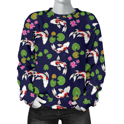 Koi Carp Pattern Design Themed Print Women Long Sleeve Sweatshirt