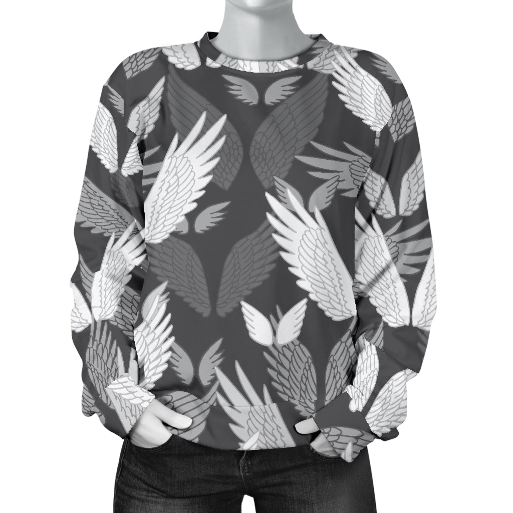Angel Wings Pattern Design Themed Print Women Long Sleeve Sweatshirt