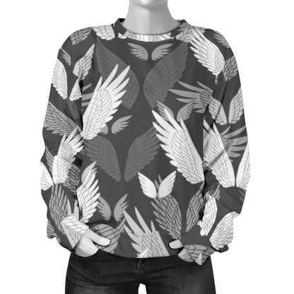 Angel Wings Pattern Design Themed Print Women Long Sleeve Sweatshirt