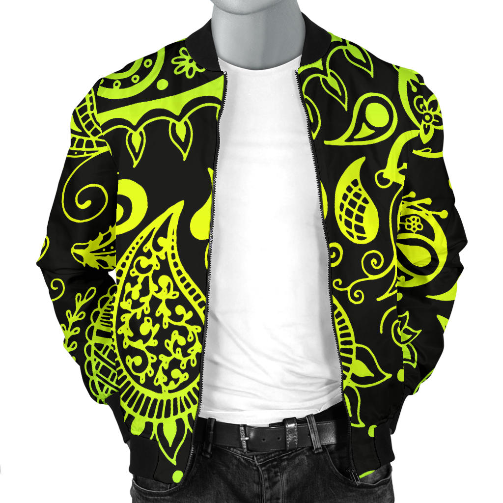 Paisley Green Design Print Men Bomber Jacket