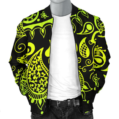 Paisley Green Design Print Men Bomber Jacket
