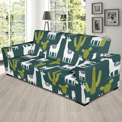 Llama Cactus Pattern Print Design 02 Sofa Slipcover