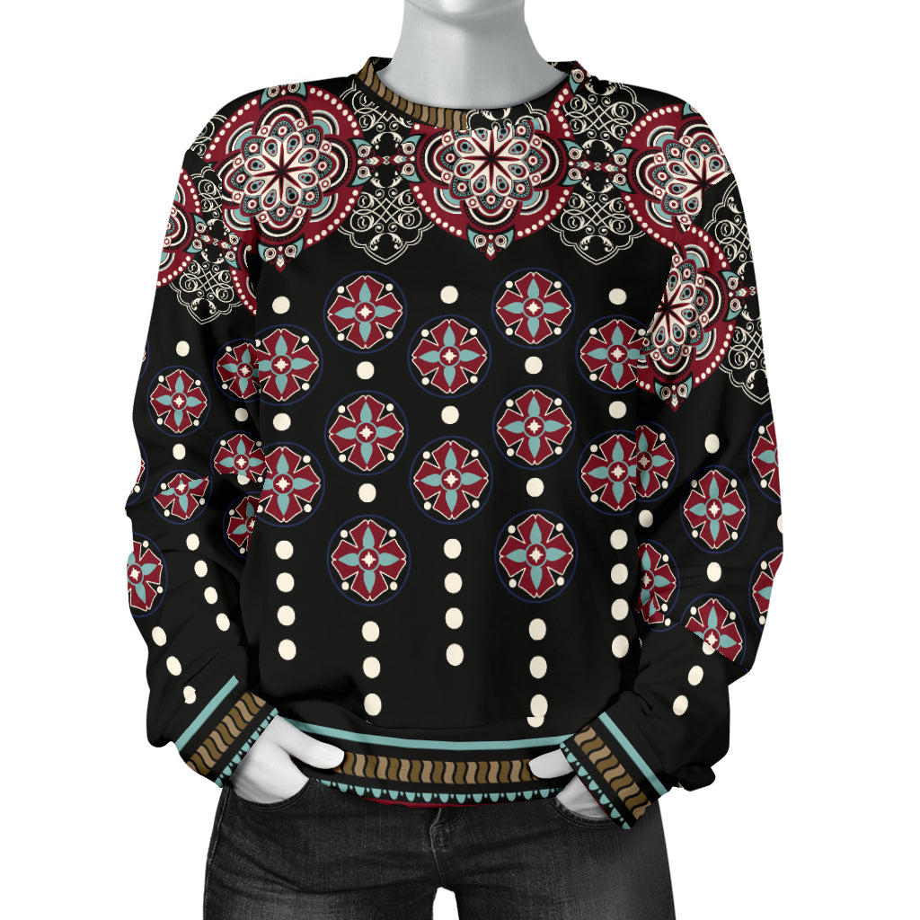 Ethnic Dot Style Print Pattern Women Long Sleeve Sweatshirt