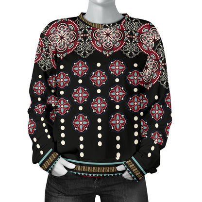 Ethnic Dot Style Print Pattern Women Long Sleeve Sweatshirt
