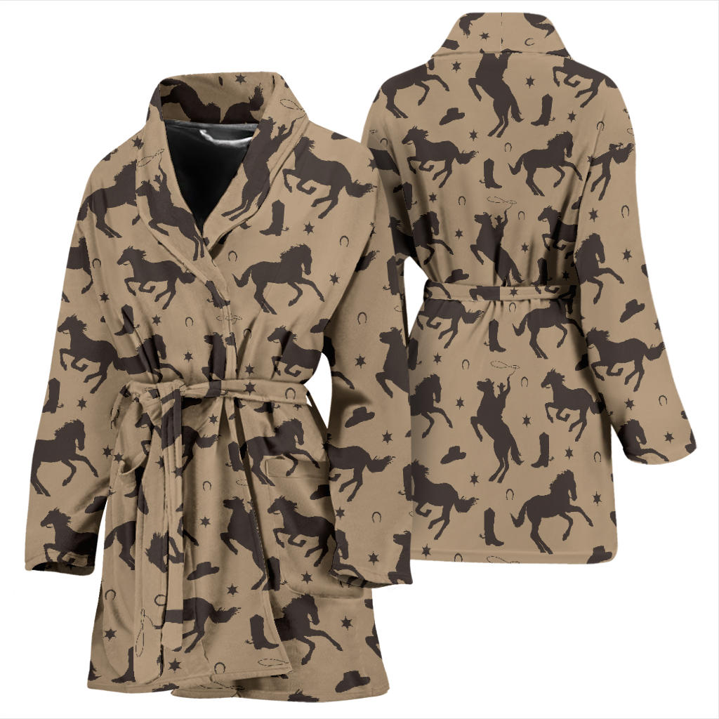 Cowboy Pattern Print Design 05 Women Bathrobe