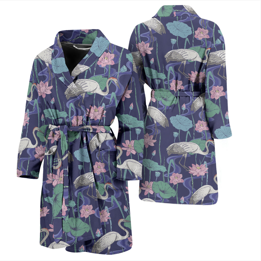 Water Lily Print Design LKS306 Men Bathrobe