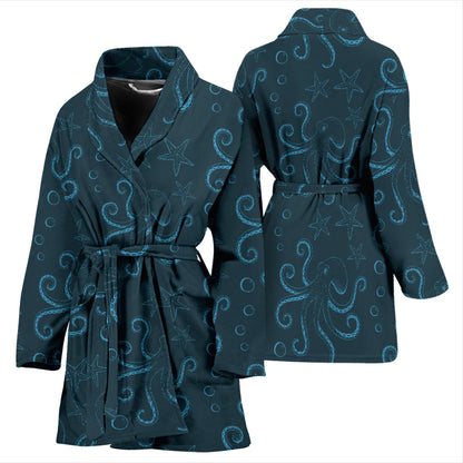 Octopus Pattern Print Design A05 Women Bathrobe