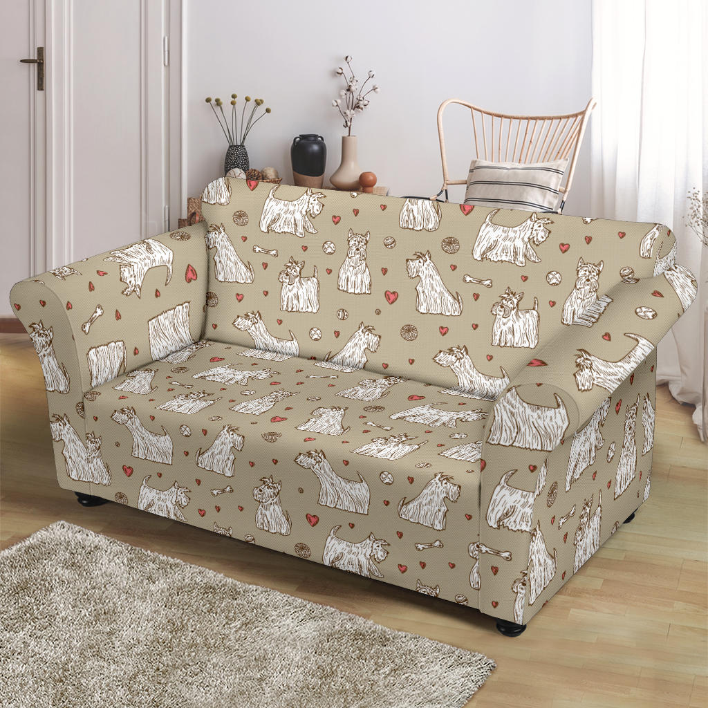 Scottish Terriers Print Design LKS3017 Loveseat Couch Slipcover