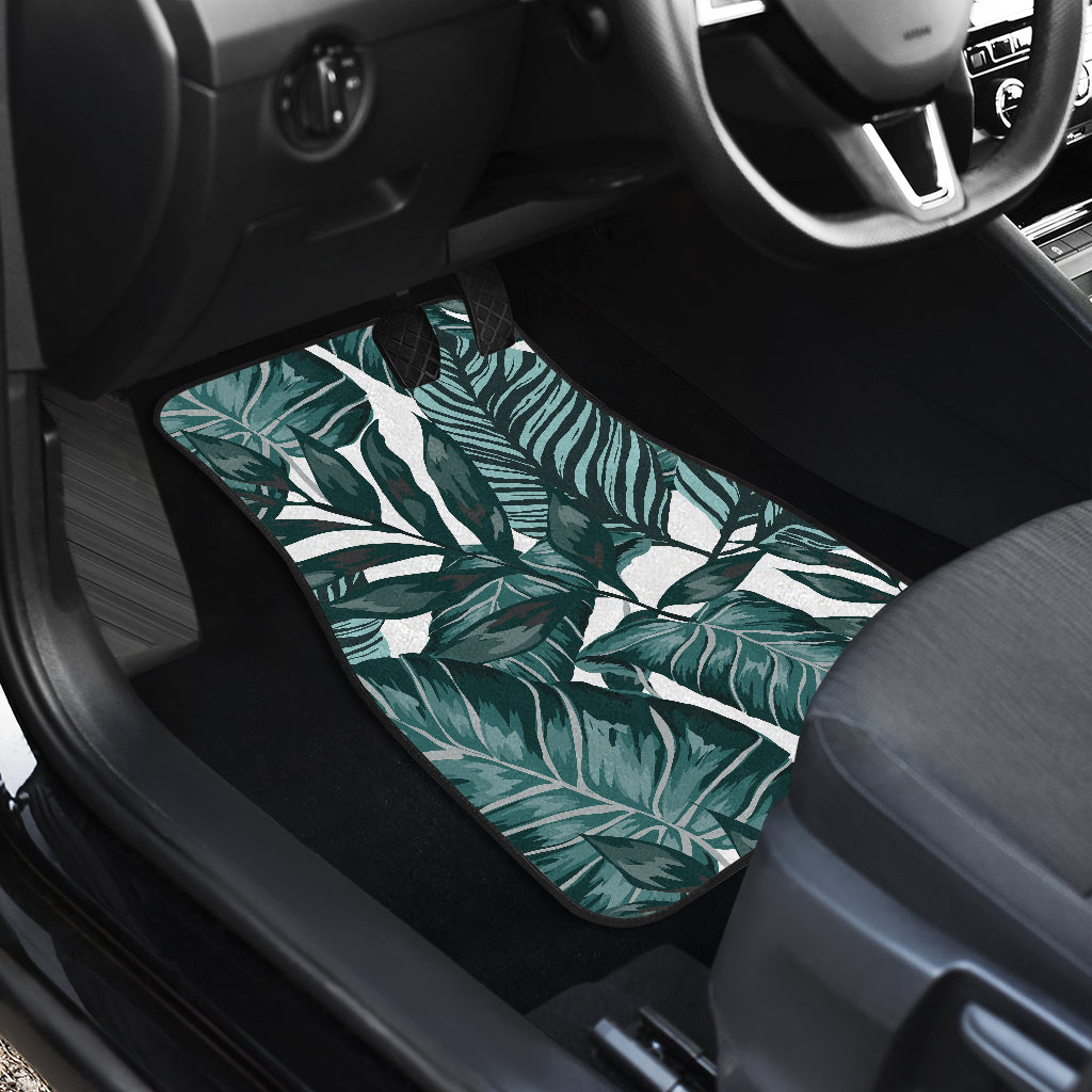 Tropical Palm Leaves Pattern Car Floor Mats Front Back