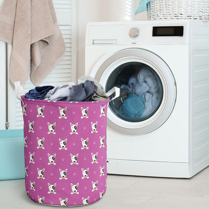 Bull Terrier Happy Print Pattern Laundry Basket