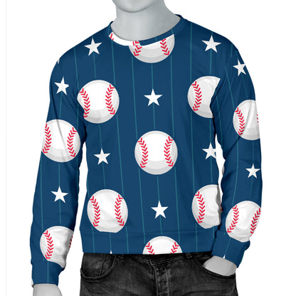 Baseball Star Print Pattern Men Long Sleeve Sweatshirt