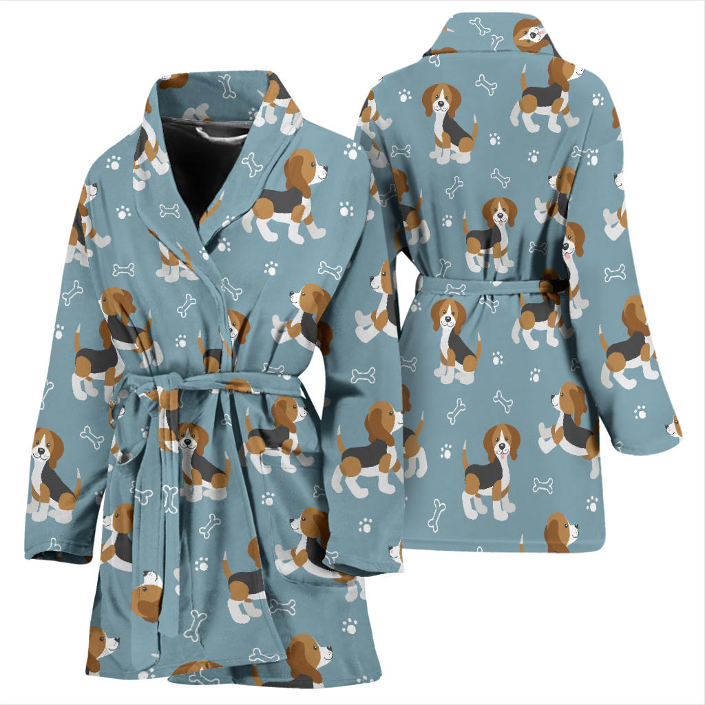 Beagle Pattern Print Design 02 Women Bathrobe