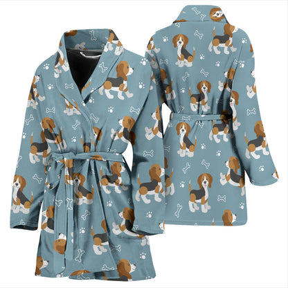 Beagle Pattern Print Design 02 Women Bathrobe