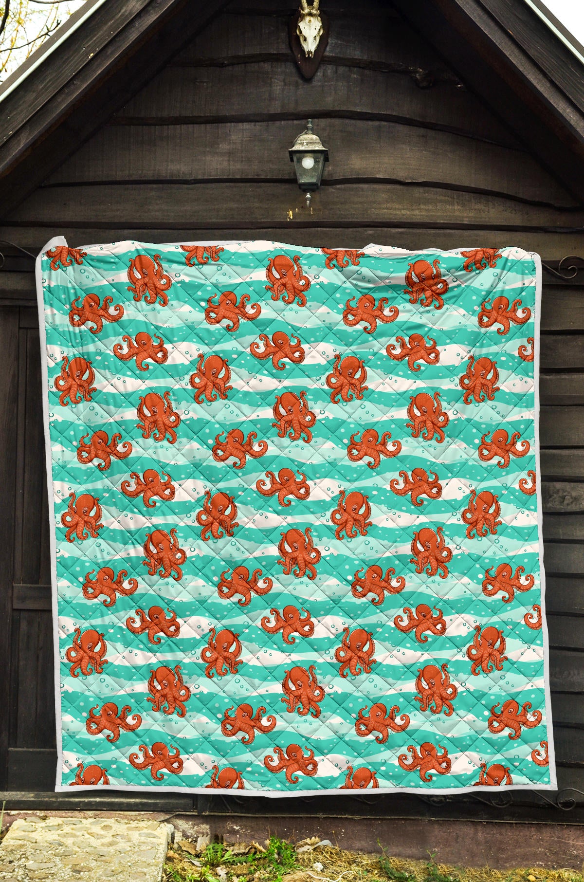 Octopus Cute Design Print Themed Quilt Bedspread