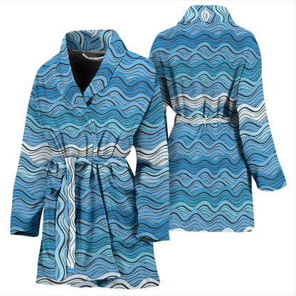 Wave Print Design LKS301 Women Bathrobe