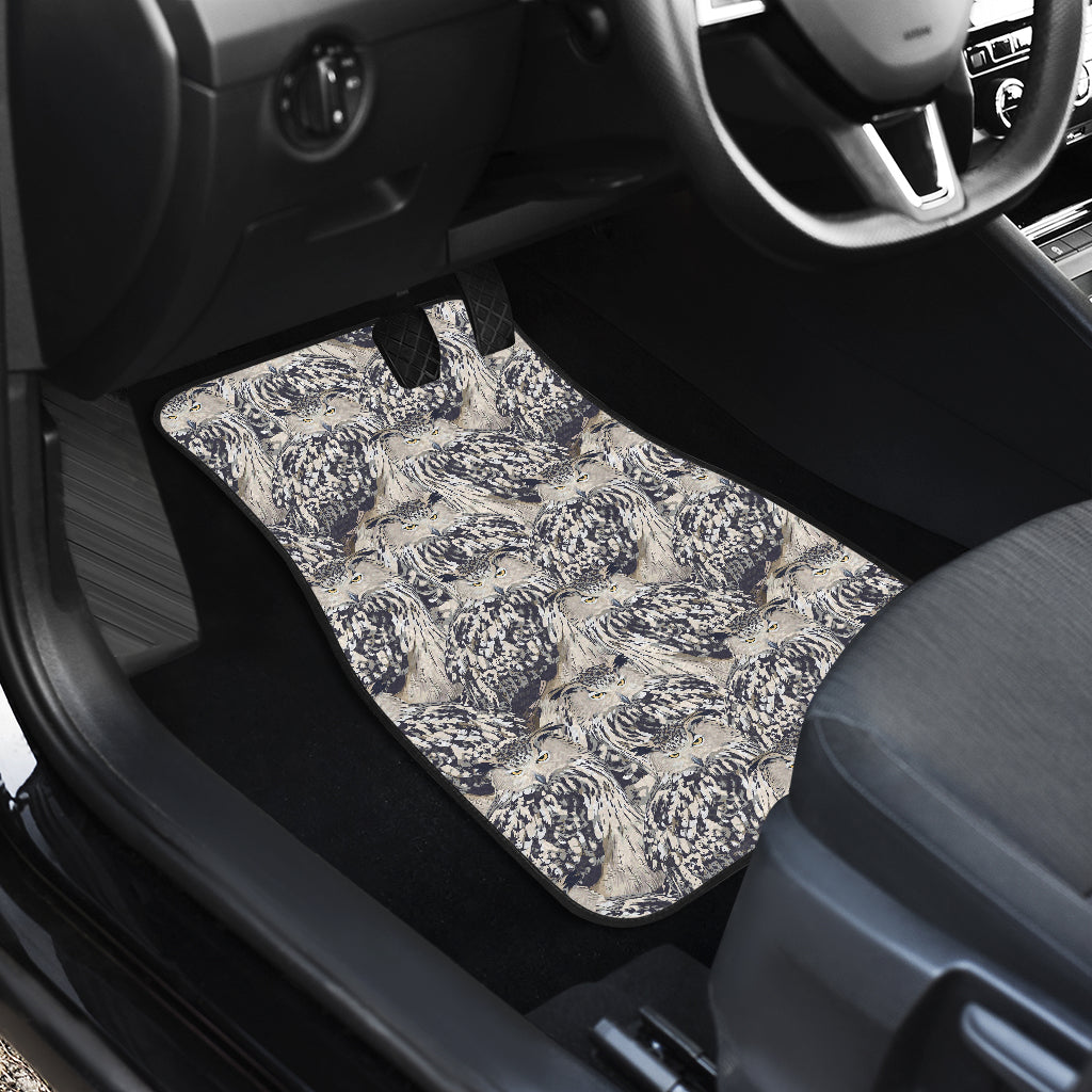 Owl Realistic Themed Design Print Car Floor Mats Front Back