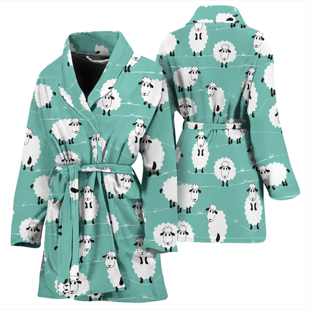 Sheep Print Design LKS404 Women Bathrobe
