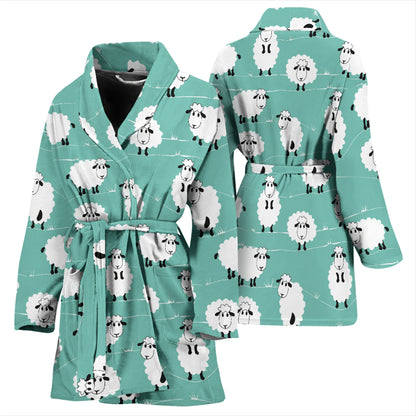 Sheep Print Design LKS404 Women Bathrobe