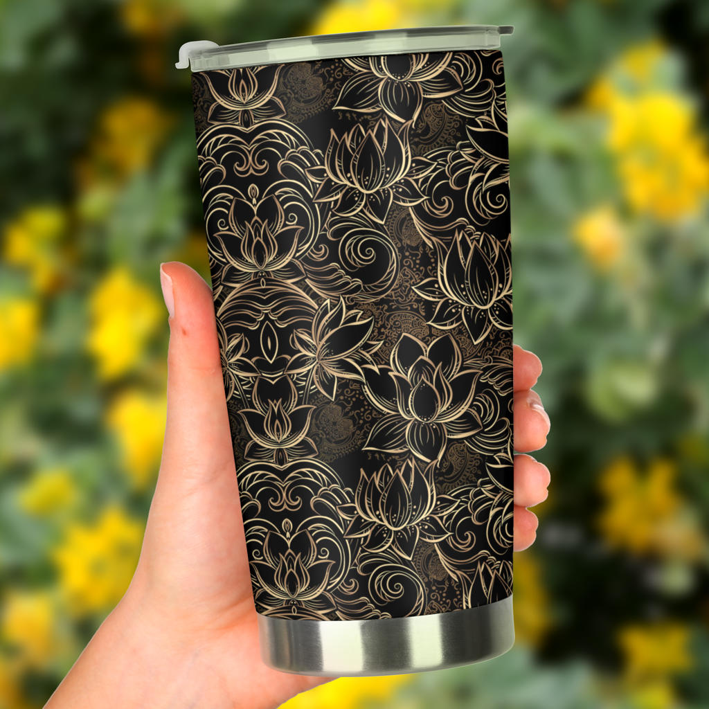 Lotus Gold Mandala Design Themed Tumbler