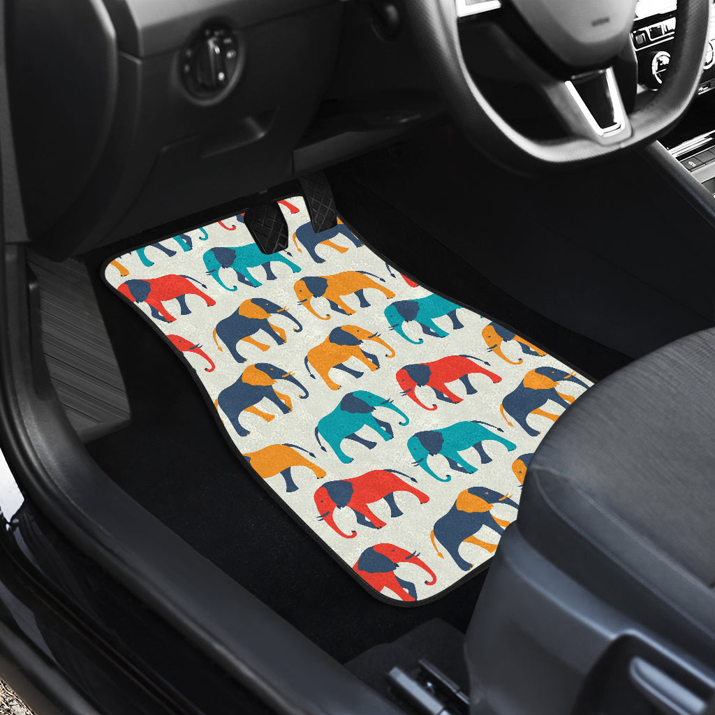 Elephant Colorful Print Pattern Car Floor Mats Front Back