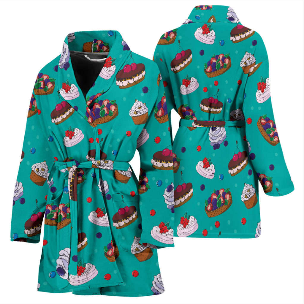 Cake Pattern Print Design 07 Women Bathrobe