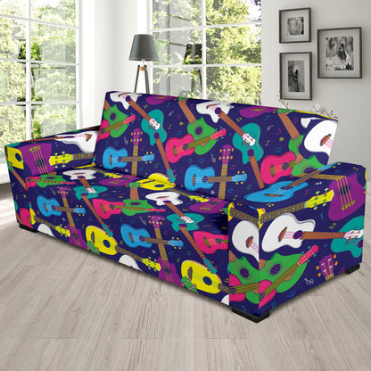 Ukulele Pattern Print Design 02 Sofa Slipcover