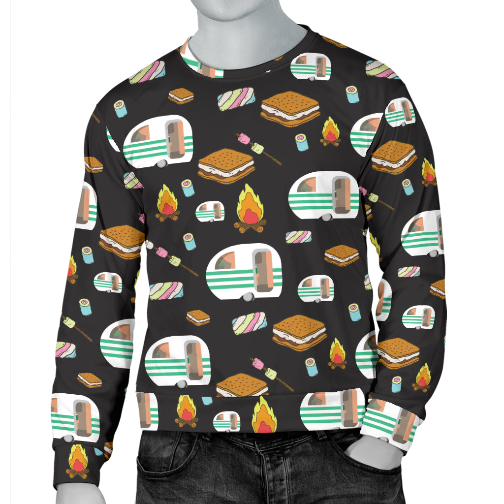 Camper marshmallow Camping Design Print Men Long Sleeve Sweatshirt