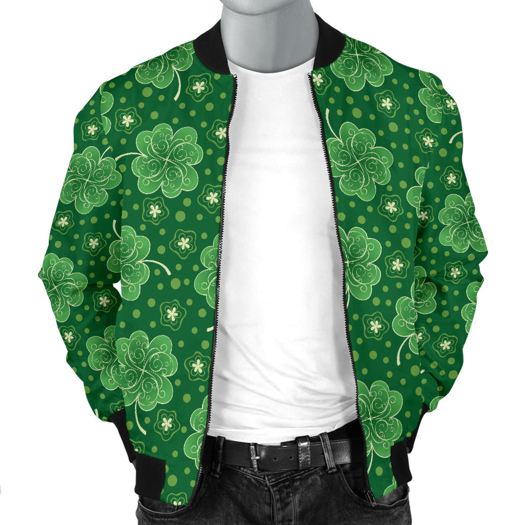 Shamrock Design Print Men Bomber Jacket