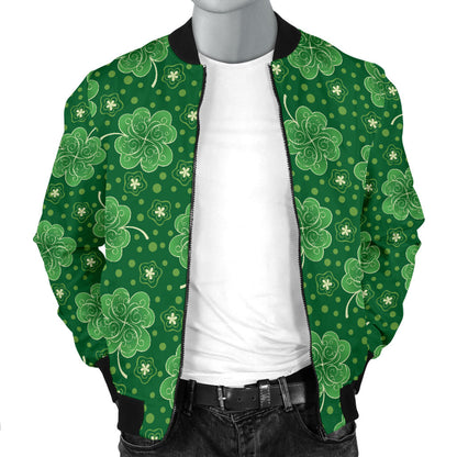 Shamrock Design Print Men Bomber Jacket