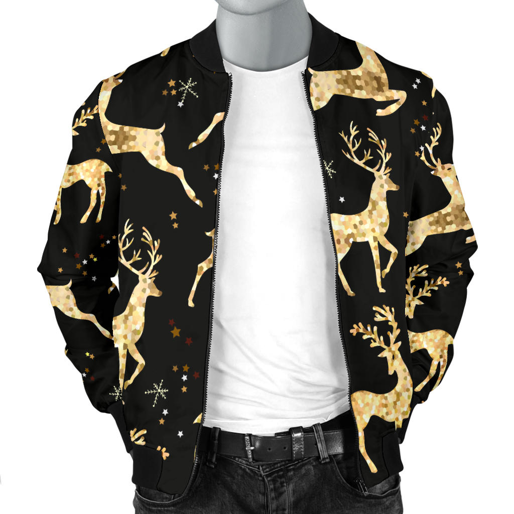 Deer Gold Pattern Men Bomber Jacket