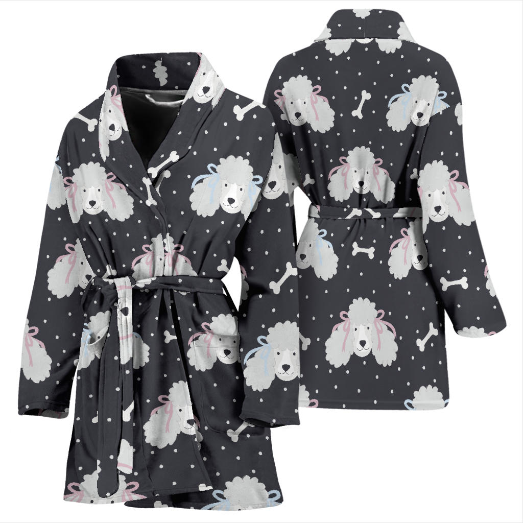 Poodle Pattern Print Design A03 Women Bathrobe