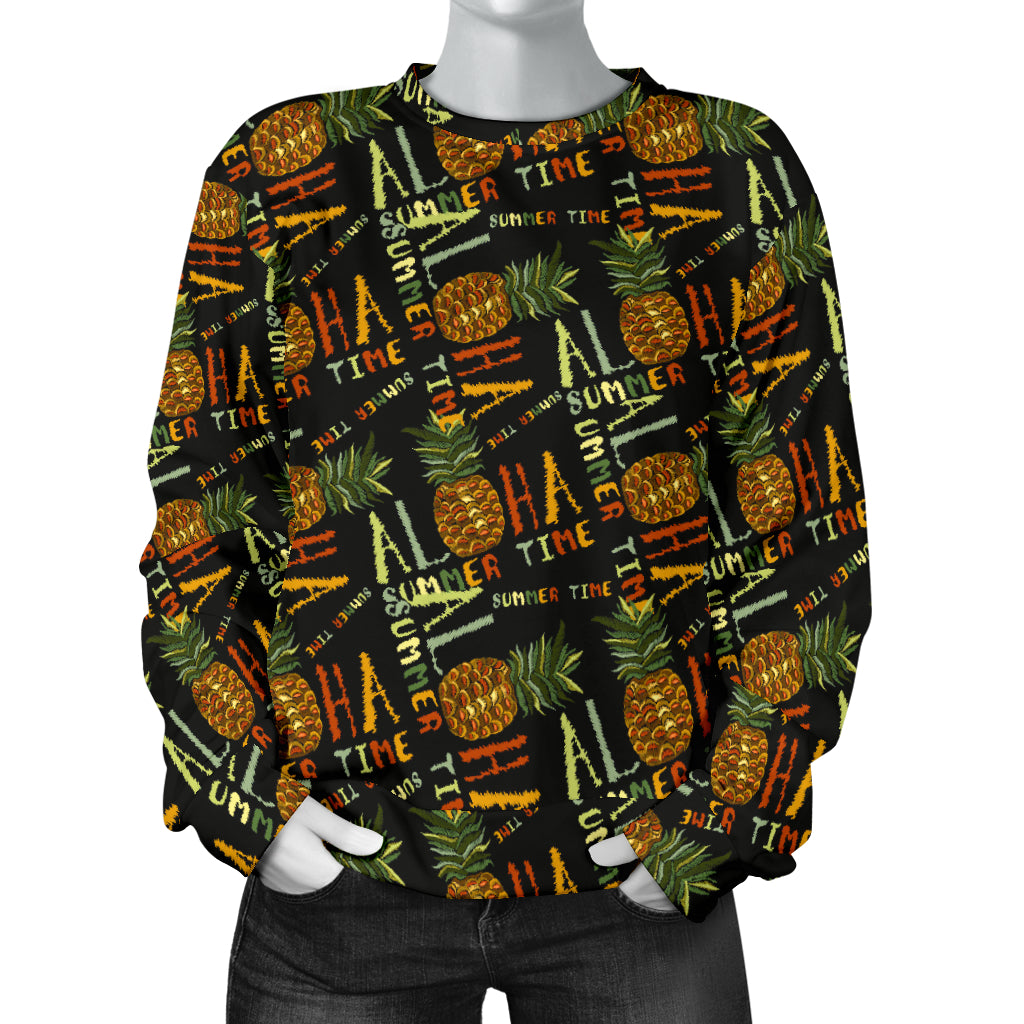 Aloha Hawaii Time Design Themed Print Women Long Sleeve Sweatshirt