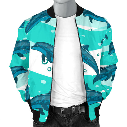Dolphin Design Print Pattern Men Bomber Jacket