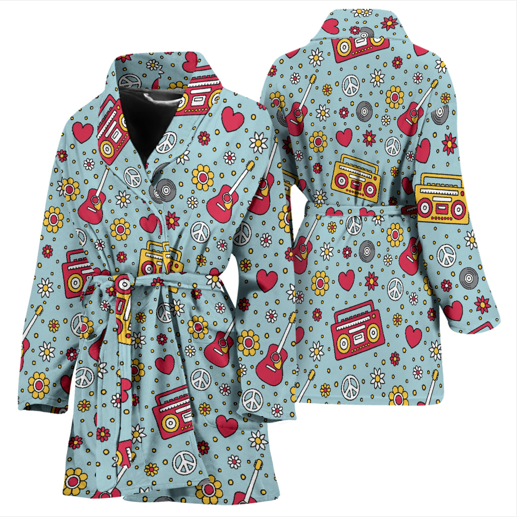 Hippie Print Design LKS307 Women Bathrobe