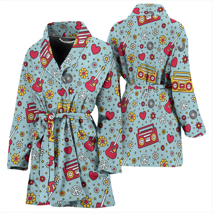 Hippie Print Design LKS307 Women Bathrobe