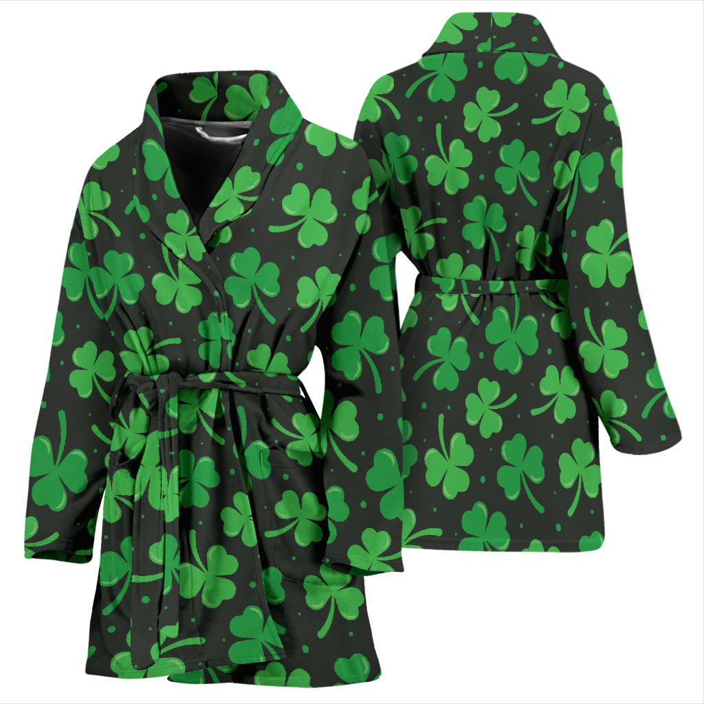 Clover Pattern Print Design 04 Women Bathrobe