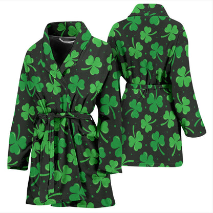 Clover Pattern Print Design 04 Women Bathrobe