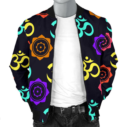 Chakra OM Print Pattern Men Bomber Jacket