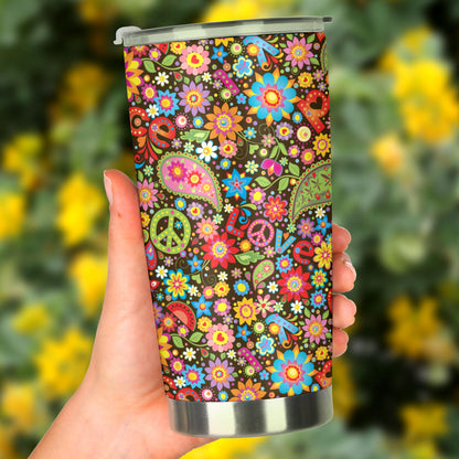 Flower Power Peace Paisley Themed Print Tumbler