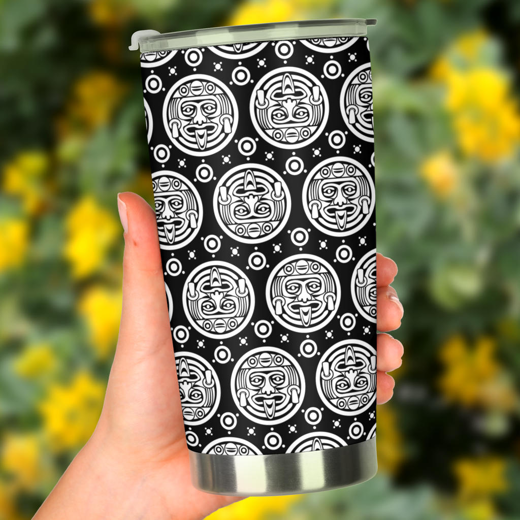 Calendar Aztec White Black Print Pattern Tumbler