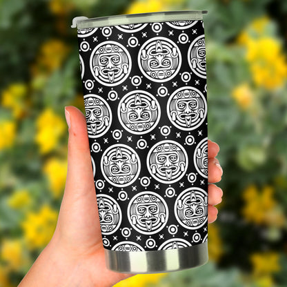 Calendar Aztec White Black Print Pattern Tumbler