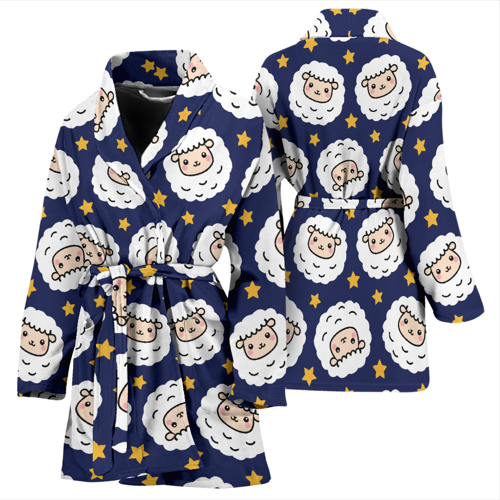 Sheep Print Design LKS402 Women Bathrobe