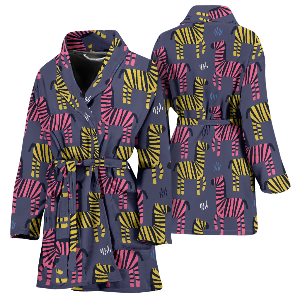 Zebra Print Design LKS303 Women Bathrobe