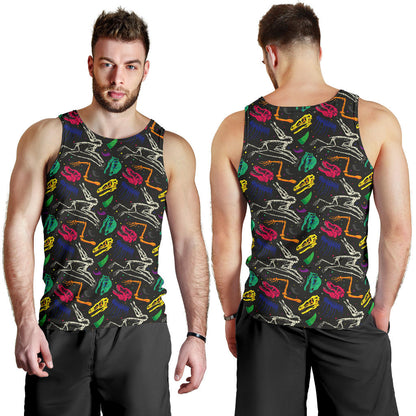 Dinosaur Skull Color Print Pattern Men Tank Top