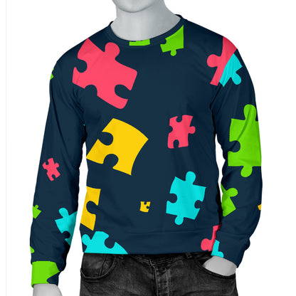Autism Awareness Colorful Design Print Men Long Sleeve Sweatshirt