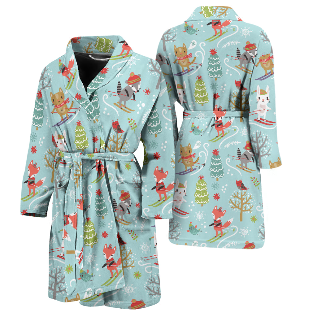 Ski Fox Cute Print Design LKS303 Men Bathrobe