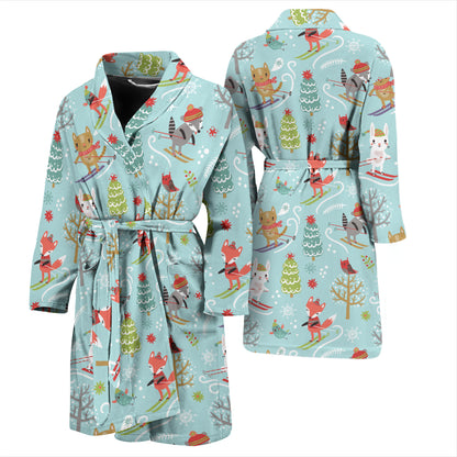 Ski Fox Cute Print Design LKS303 Men Bathrobe